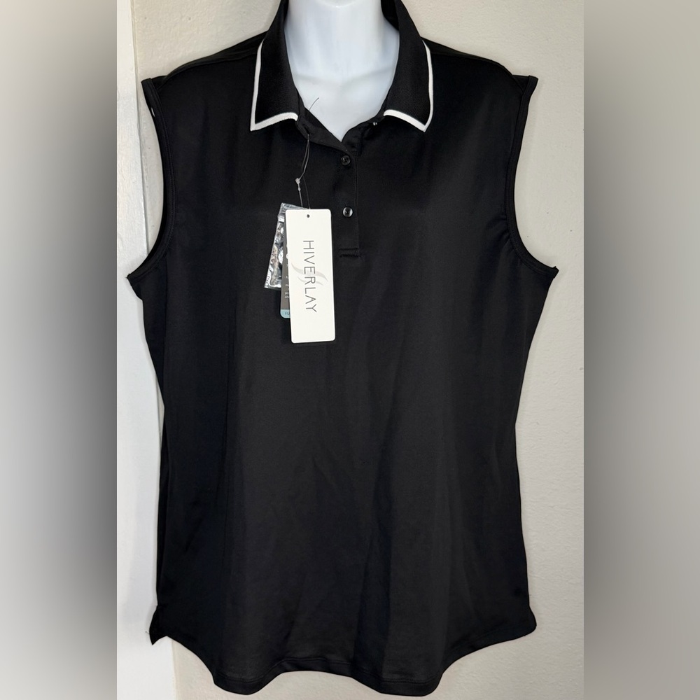 NWT Hiverlay Black Sleeveless Polo Women Size XXL